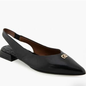 Aerosoles Women's Nayana Pointed Toe Black Leather Slingback Flats Size 6.5 NEW